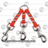 Coupleur triple Biothane beta orange pour 3 chiens