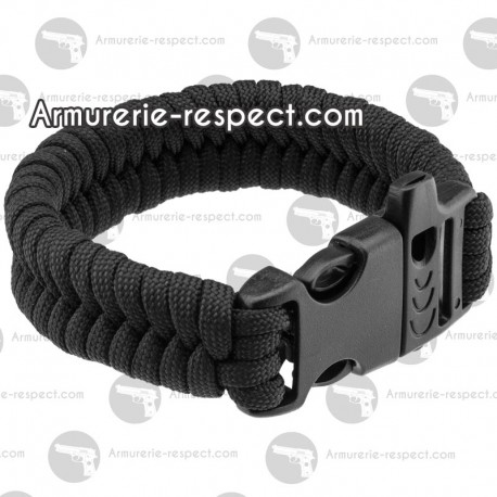 Bracelet de survie paracorde noire et sifflet Bracelet de survie paracorde Noire et sifflet