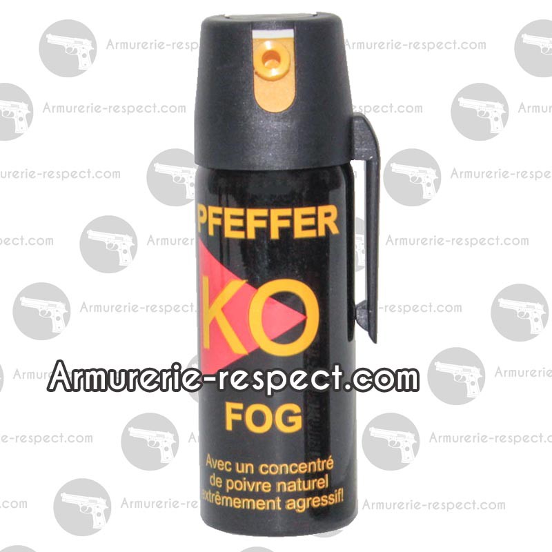 Bombe lacrymogène KO Fog gaz au poivre 50 ml [en rupture] - Armurerie  Respect The Target SARL