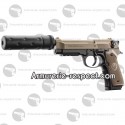 Beretta M91A1 tactical tan et noir avec silencieux AEG [en rupture]