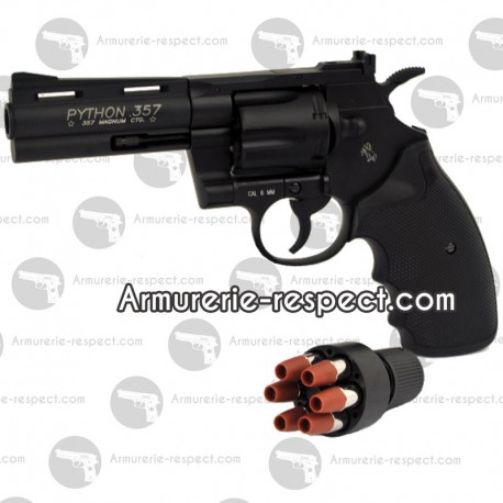 Colt python noir 6 pouces avec 6 douilles alu Co2