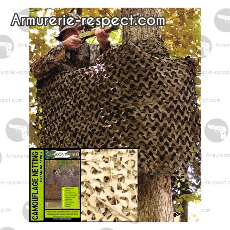 Filet de camouflage basique militaire 3x3 mètres desert