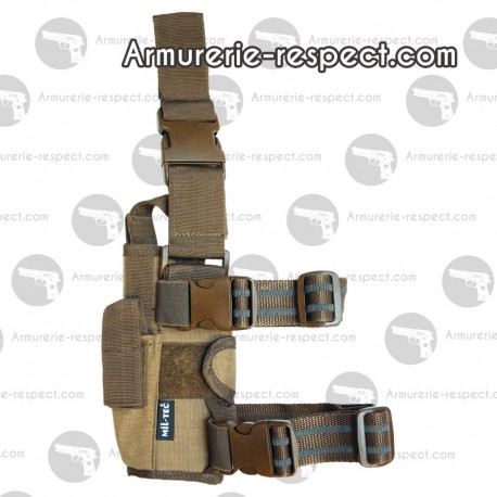 Holster de cuisse coyote confortable en cordura droitier