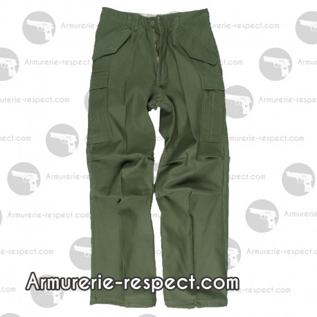 Pantalon US vert coupe large avec poches