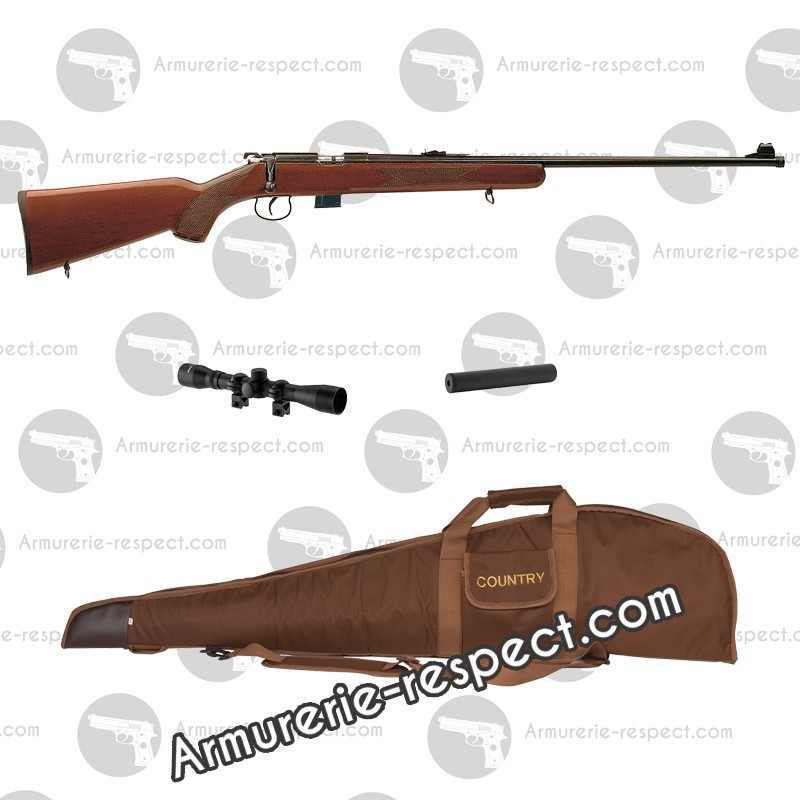 Pack carabine 22LR JW15 + housse + lunette + silencieux - Armurerie Respect  The Target SARL