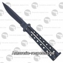 Couteau papillon Keen Blades noir lame lisse