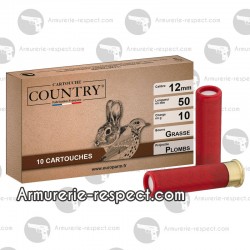 10 cartouches Country calibre 36 (12 mm) bourre grasse