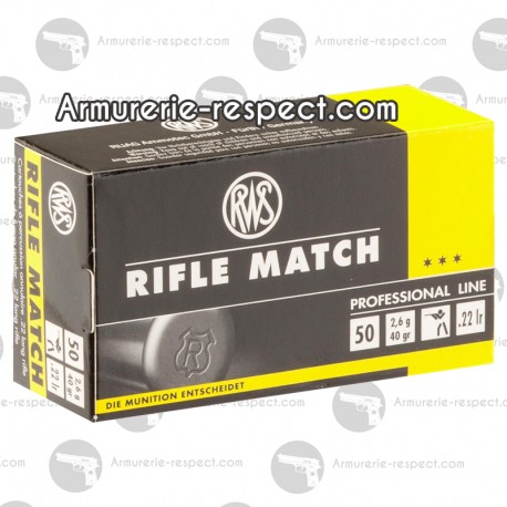 50 cartouches RWS Rifle Match Professional Line 22 LR