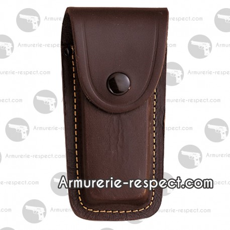 Etui en cuir marron pour couteau pliant 12 cm