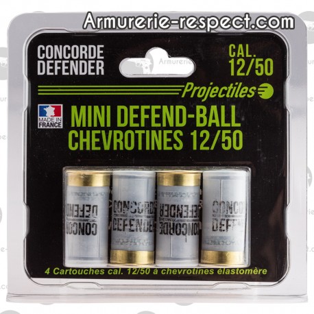 4 chevrotines de protection Mini Defend Ball en caoutchouc 12/50