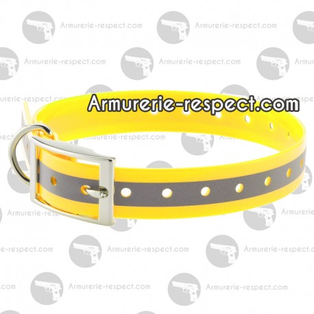 Collier reflechissant pour chien Collier jaune fluo avec bande reflechissante pour chien