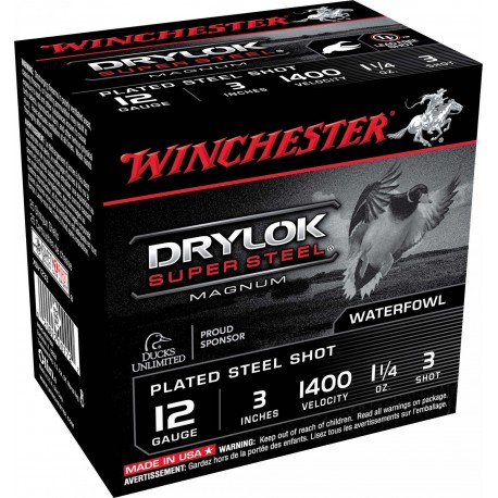 Cartouches Winchester Drylock Acier Nickelé Cal 12