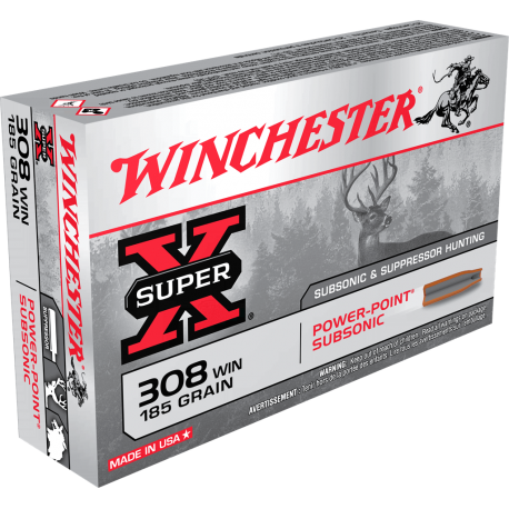 Munition Winchester Cal 308 Win Subsonique - Chasse et Tir