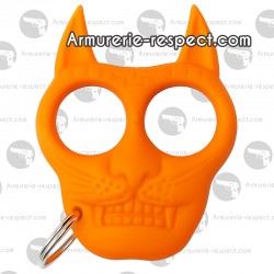 Porte clef poing américain Tête de chat orange