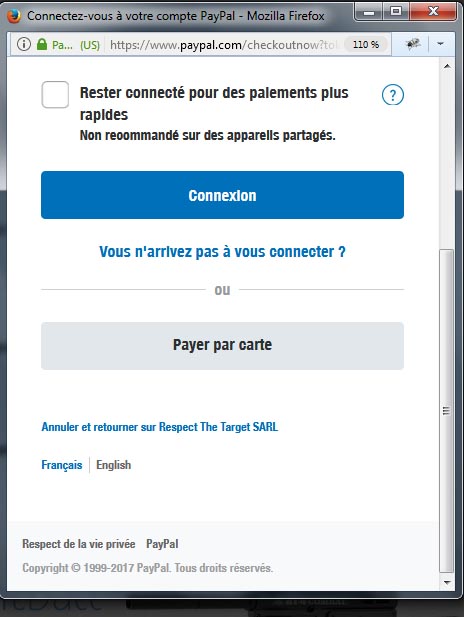 Etape 1 - Paiement par carte bancaire sur armurerie-respect.com